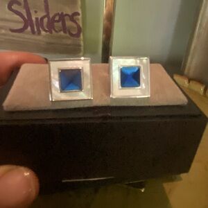 NWTO Jos. A Bank Cuff Links - Silver Mother of Pearl and Blue Stone